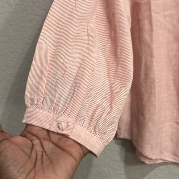 LC Lauren Conrad Women's Shirt Size Small Pink Striped Ruffle Button Up Blouse - Picture 11 of 11